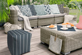 17" Taupe Polyester Cube Striped Indoor Outdoor Pouf Ottoman