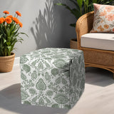 17" Blue Polyester Cube Indoor Outdoor Pouf Ottoman