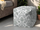 17" Blue Polyester Cube Indoor Outdoor Pouf Ottoman