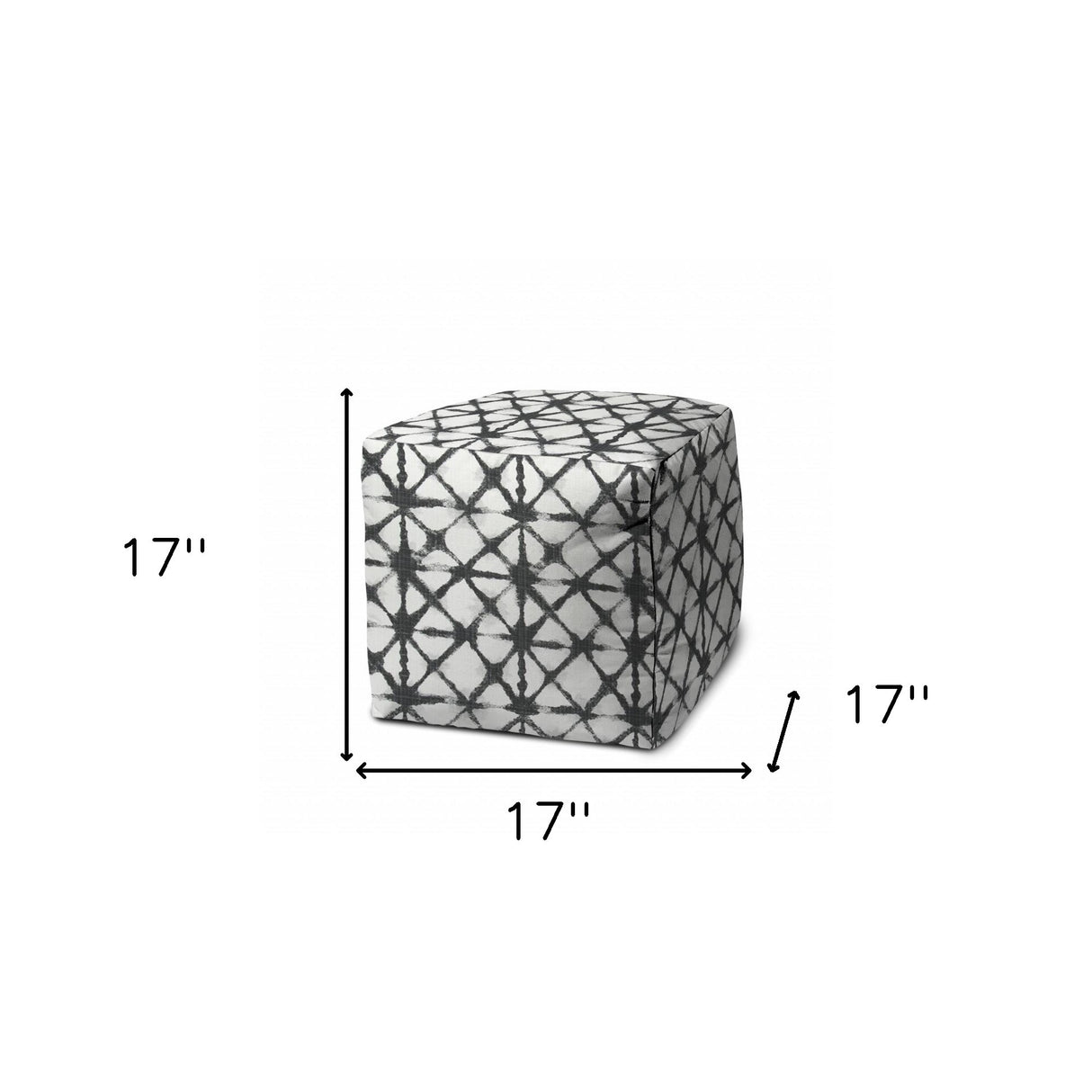 17" Gray Polyester Cube Indoor Outdoor Pouf Ottoman