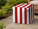 17" Taupe Polyester Cube Striped Indoor Outdoor Pouf Ottoman