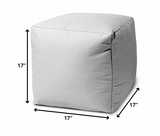 17" Gray Canvas Cube Outdoor Pouf Cover