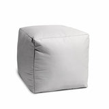 17" Gray Canvas Cube Outdoor Pouf Cover