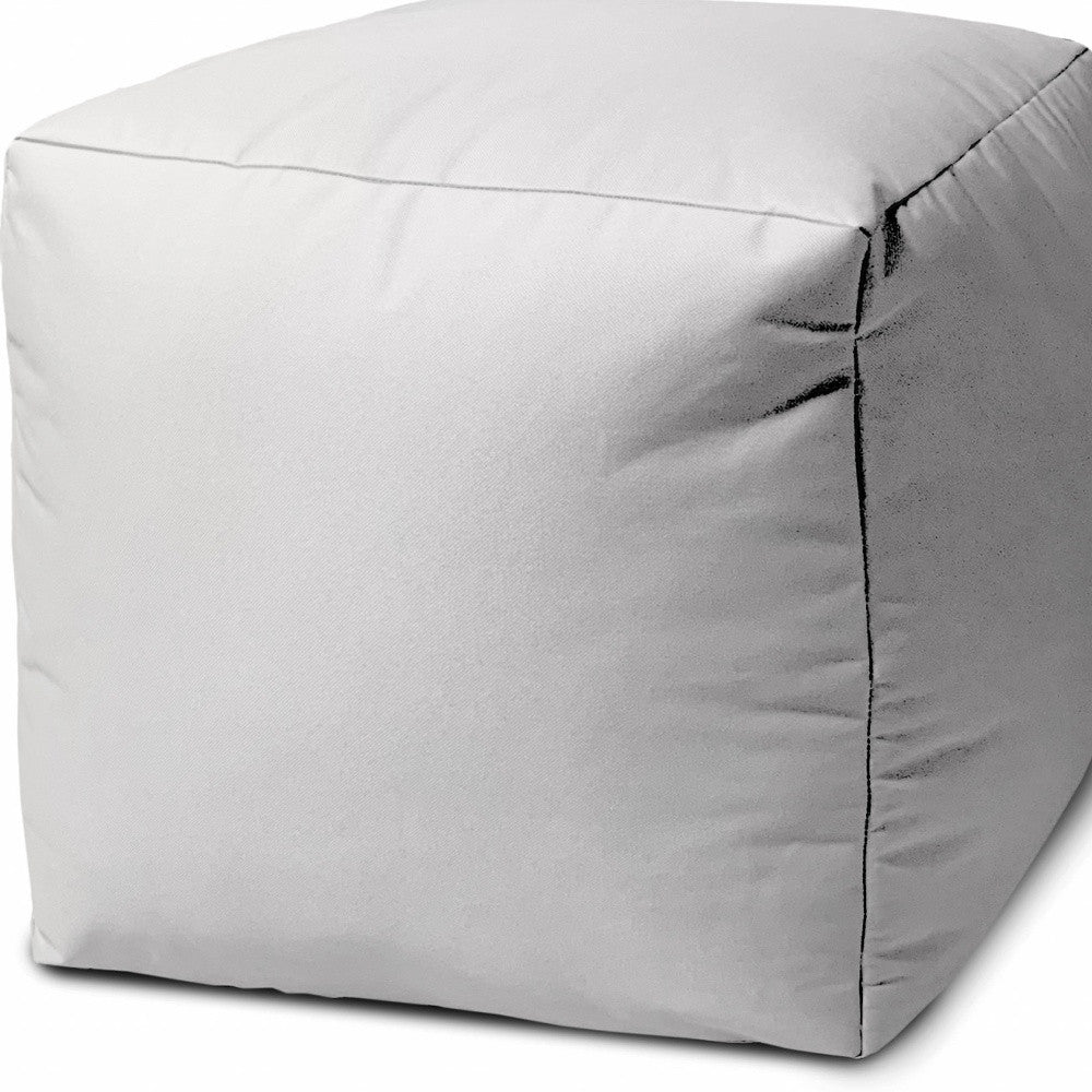 17" Gray Canvas Cube Outdoor Pouf Cover