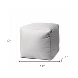 17" Gray Canvas Cube Outdoor Pouf Cover