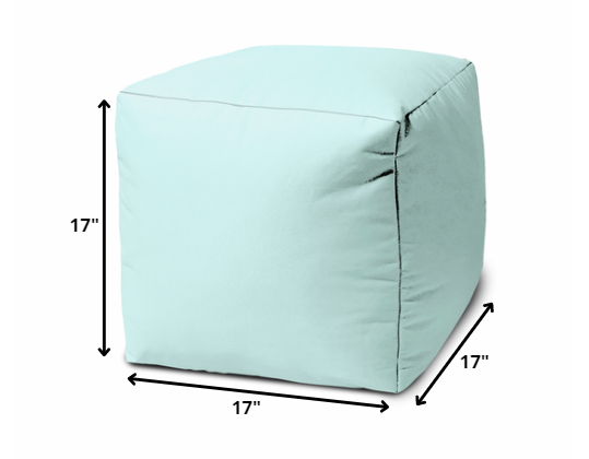 17" Gray Canvas Cube Outdoor Pouf Cover