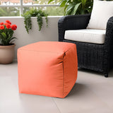 17" Gray Canvas Cube Outdoor Pouf Cover