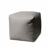 17" Gray Canvas Cube Outdoor Pouf Cover