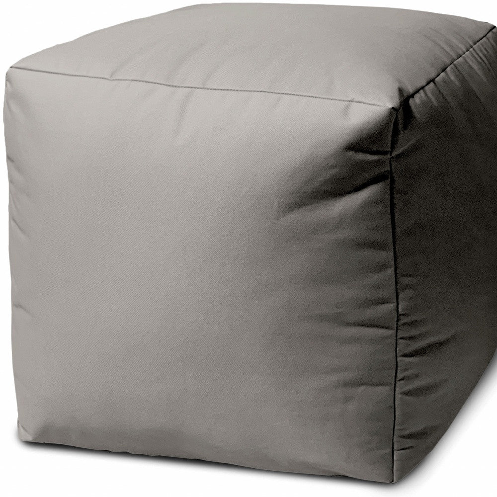 17" Gray Canvas Cube Outdoor Pouf Cover