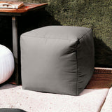 17" Gray Canvas Cube Outdoor Pouf Cover