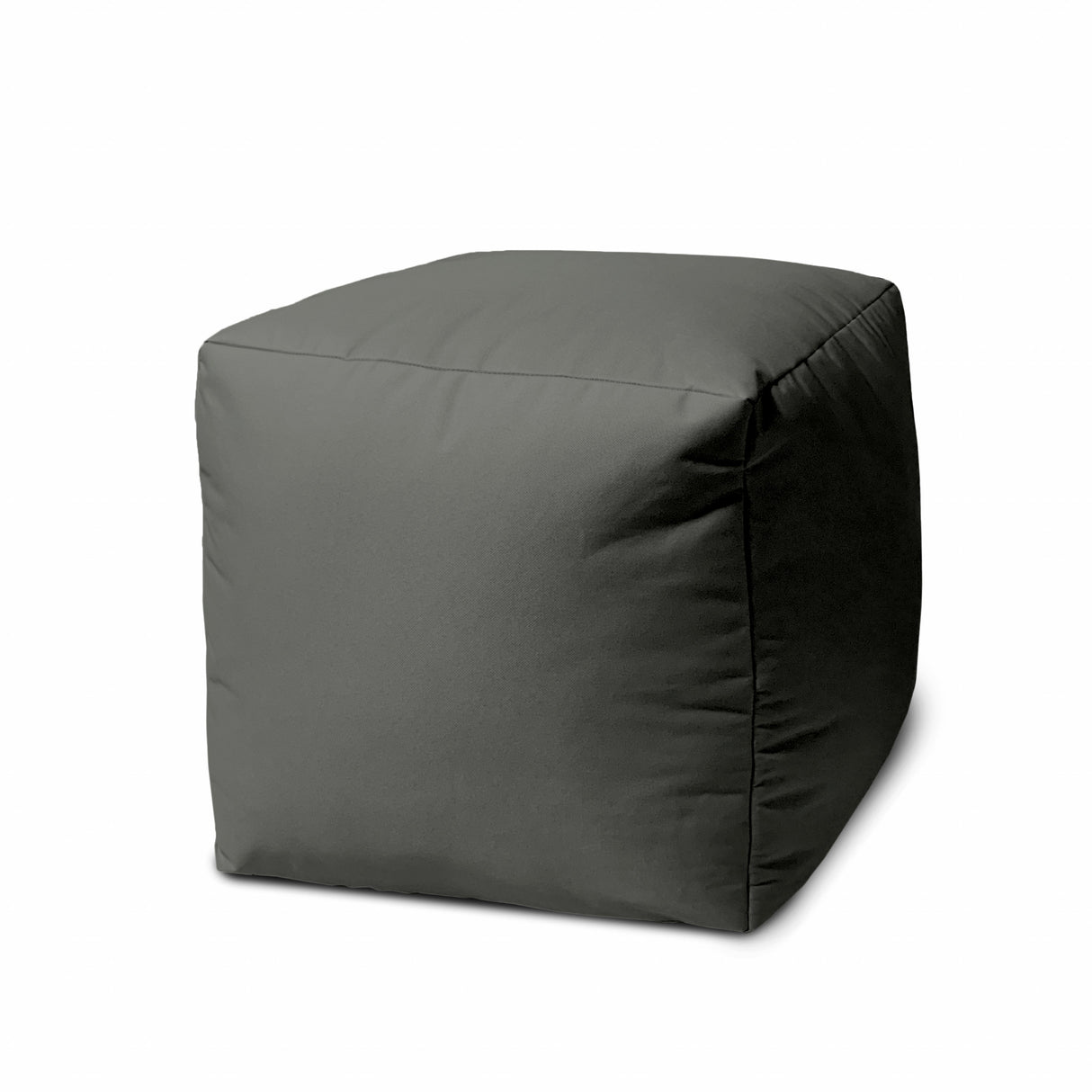 17" Gray Canvas Cube Outdoor Pouf Cover