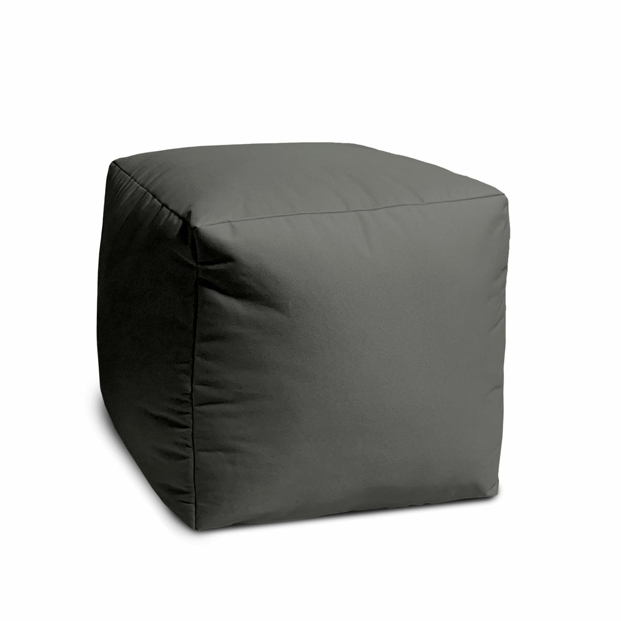 17" Gray Canvas Cube Outdoor Pouf Cover