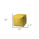 17" Yellow Cube Polka Dots Indoor Outdoor Pouf Cover