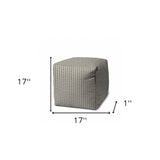 17" Taupe Cube Geometric Indoor Outdoor Pouf Cover