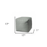 17" Green Cube Geometric Indoor Outdoor Pouf Cover