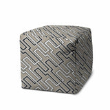 17" Taupe Cube Geometric Indoor Outdoor Pouf Cover