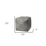 17" Taupe Cube Geometric Indoor Outdoor Pouf Cover