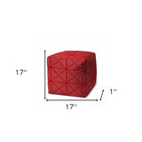 17" Red Cube Geometric Indoor Outdoor Pouf Cover