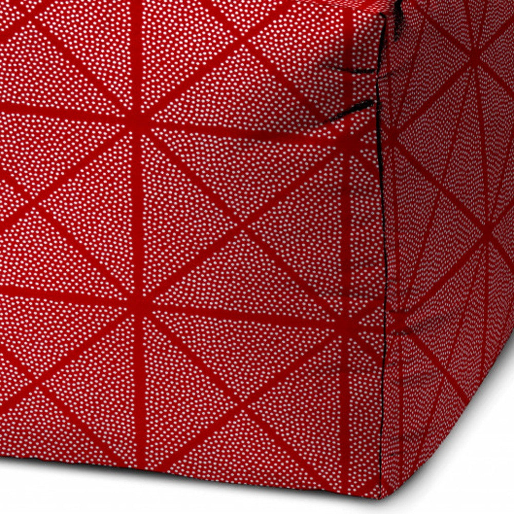 17" Red Cube Geometric Indoor Outdoor Pouf Cover