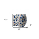 17" Pink And White Cube Geometric Indoor Outdoor Pouf Cover