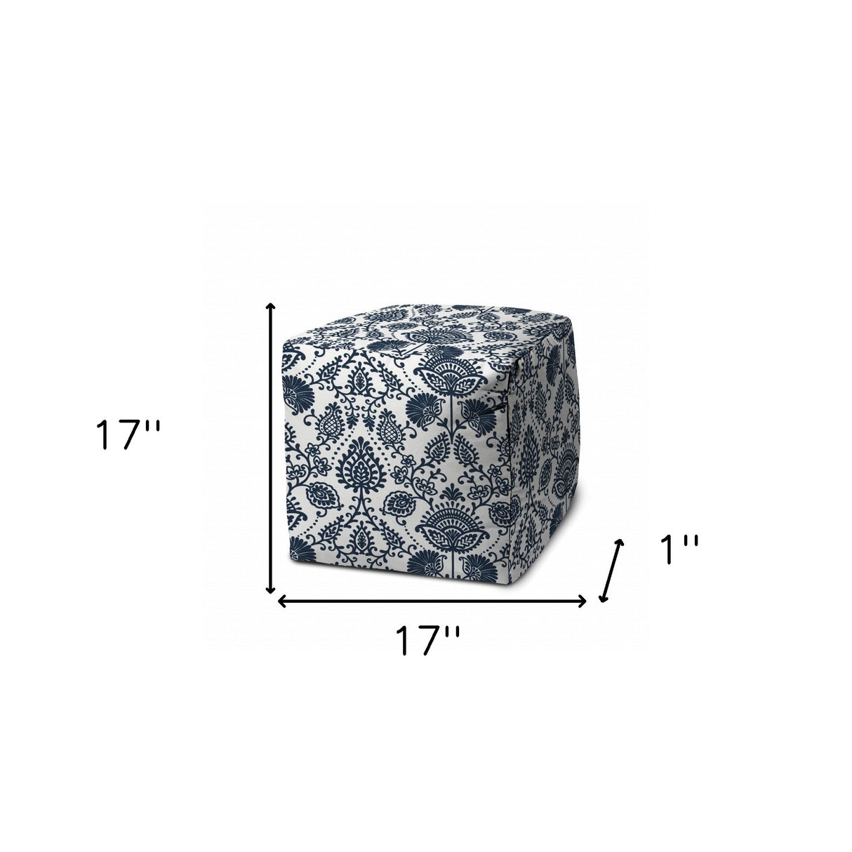 17" Blue Cube Indoor Outdoor Pouf Cover