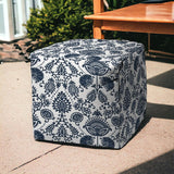 17" Blue Cube Indoor Outdoor Pouf Cover