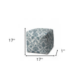 17" Blue Cube Indoor Outdoor Pouf Cover