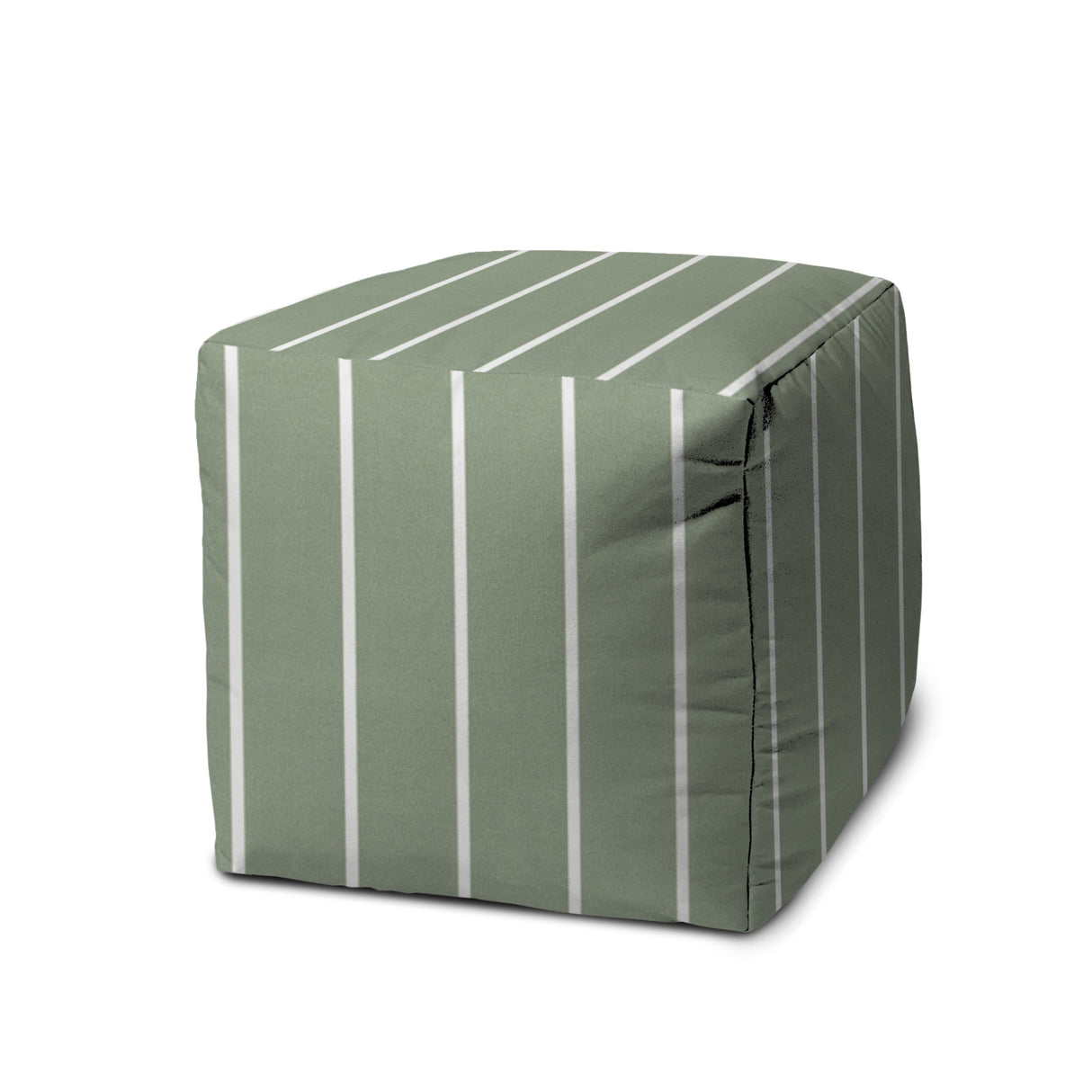 17" Taupe Cube Striped Indoor Outdoor Pouf Cover