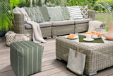 17" Taupe Cube Striped Indoor Outdoor Pouf Cover