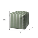 17" Taupe Cube Striped Indoor Outdoor Pouf Cover