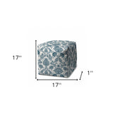 17" Blue Cube Indoor Outdoor Pouf Cover