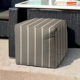 17" Blue Cube Striped Indoor Outdoor Pouf Cover