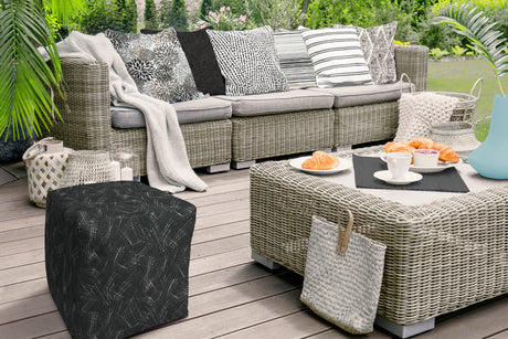 17" Gray Cube Indoor Outdoor Pouf Cover