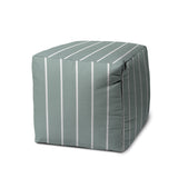 17" Blue Cube Striped Indoor Outdoor Pouf Cover