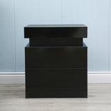 20" Black Two Drawer Lighted Nightstand