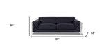 89" Black Italian Leather Sofa With Silver Legs