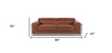 89" Camel Italian Leather Sofa With Silver Legs