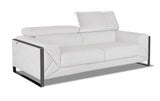 89" White Italian Leather Sofa With Chrome Legs