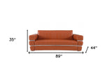 89" Camel Italian Leather Sofa With Silver Legs