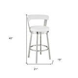 30" White And Silver Iron Swivel Backless Bar Height Bar Chair