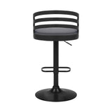 25" Gray And Black Iron Swivel Adjustable Height Bar Chair