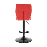 25" Red And Black Iron Swivel Adjustable Height Bar Chair