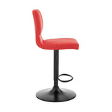 25" Red And Black Iron Swivel Adjustable Height Bar Chair