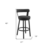 30" Black Faux Leather and Steel Low Back Bar Height Swivel Bar Chair