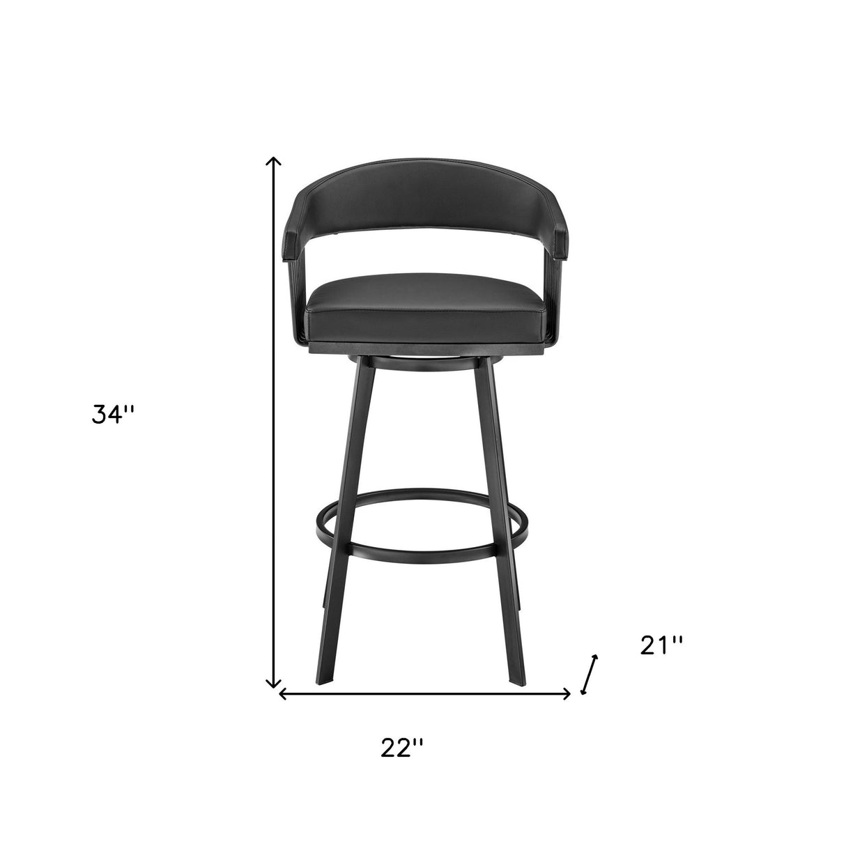 25" Iron Swivel Low Back Counter Height Bar Chair