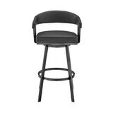 29" Black Iron Swivel Low Back Bar Height Bar Chair