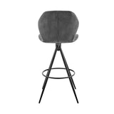 30" Charcoal And Black Iron Bar Height Bar Chair