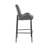 31" Charcoal And Black Iron Bar Height Bar Chair