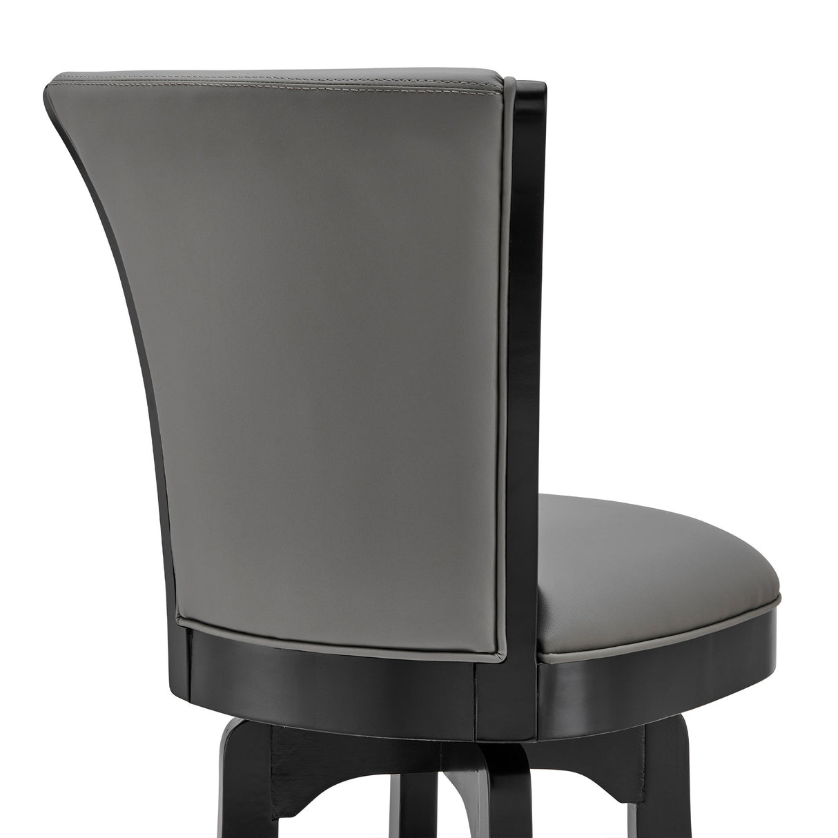 26" Gray and Black Faux Leather and Iron Counter Height Swivel Bar Chair