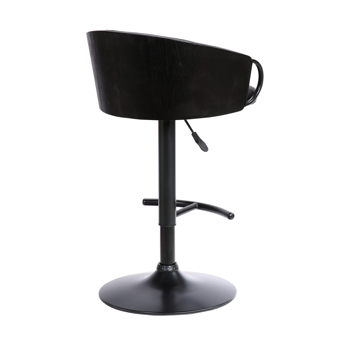 24" Black Faux Leather And Iron Swivel Low Back Adjustable Height Bar Chair